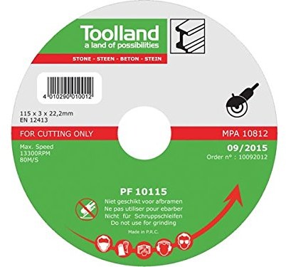 Toolland zestaw pf20115 tarcza do cięcia, cięcia kamienia, 115 MM średnica (200 szt.) PF20115