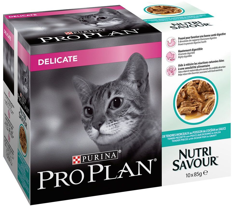 Pro Plan Purina Nutrisavour Delicate 10 x 85 g 2 x Ryba morska