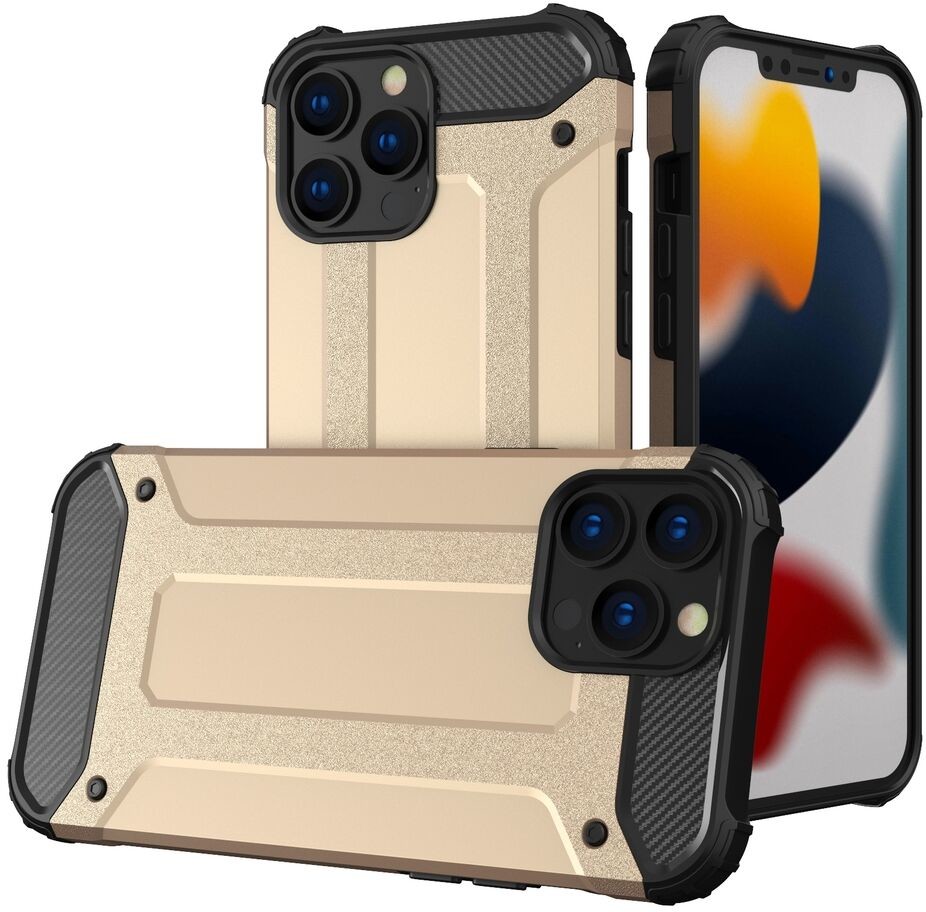 Hurtel Hybrid Armor pancerne hybrydowe etui pokrowiec iPhone 13 Pro Max złoty