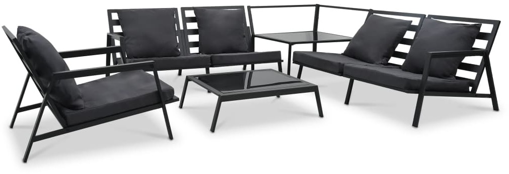 vidaXL 5-cz. zestaw mebli do ogrodu, poduszki, aluminium, ciemnoszary