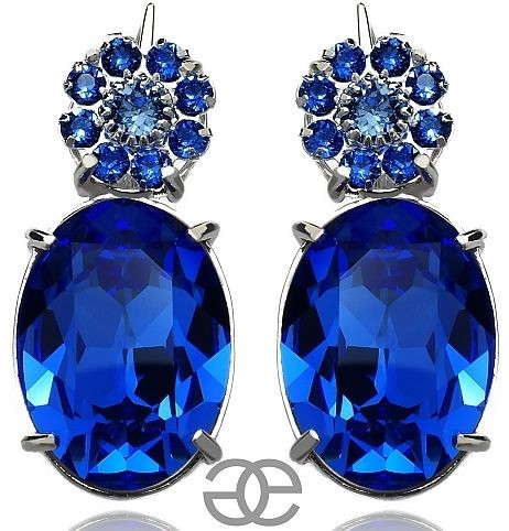 Swarovski KOLCZYKI NIEBIESKIE SAPPHIRE SREBRO