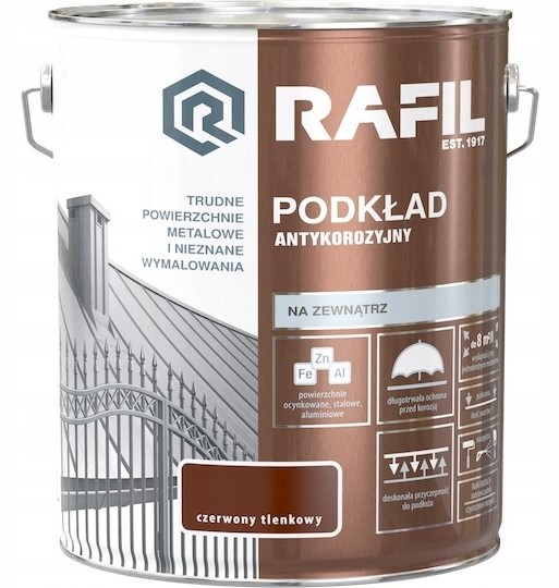 Rafil Podkład Antykorozyjny 10L Czerwony Tlenkowy