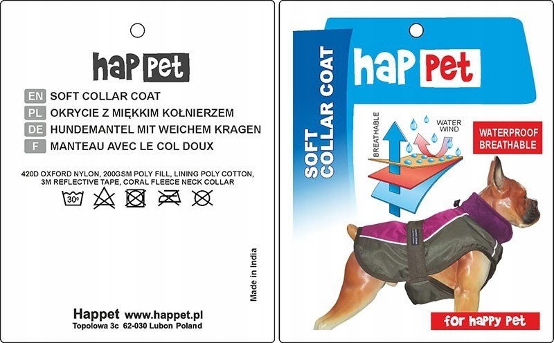 Kurtka dla psa Happet 354B brąz L-55 cm