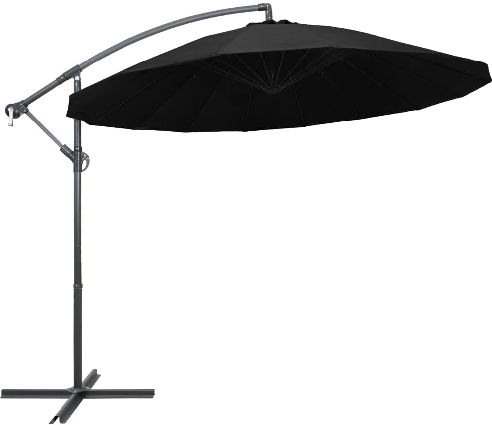 vidaXL Parasol ogrodowy, wiszący, czarny, 3 m, słupek aluminiowy vidaXL