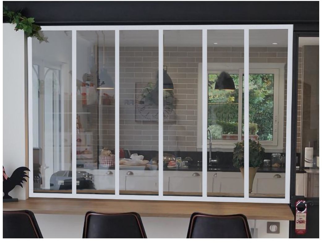 Vente-Unique pl Przeszklona ścianka BAYVIEW z aluminium lakierowanego termicznie w kolorze białym 180 × 130 cm