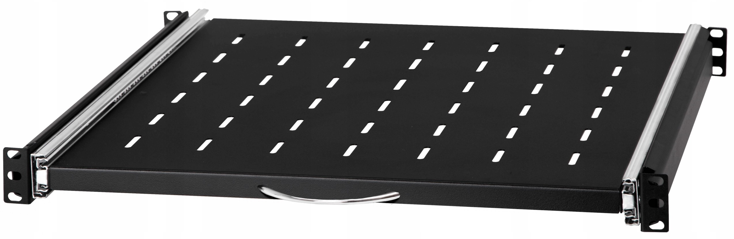 Półka Rack 19'' 1U 450 mm wysuwana czarna Stalflex
