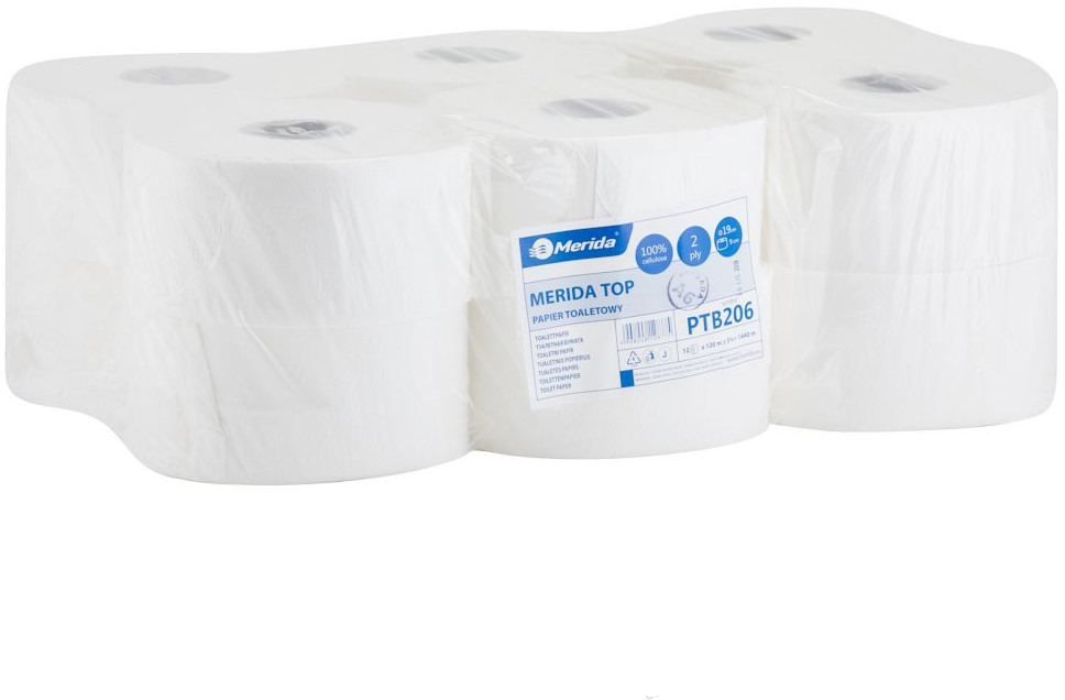 Merida Papier toaletowy Top 12 szt 2 warstwy 120 m średnica 19 cm biały celuloza