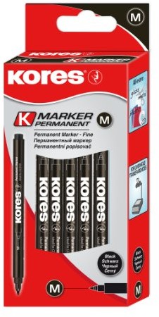 Kores Permanent Marker Fine, koronka włókien, 12 sztuki, czarny 9023800221100