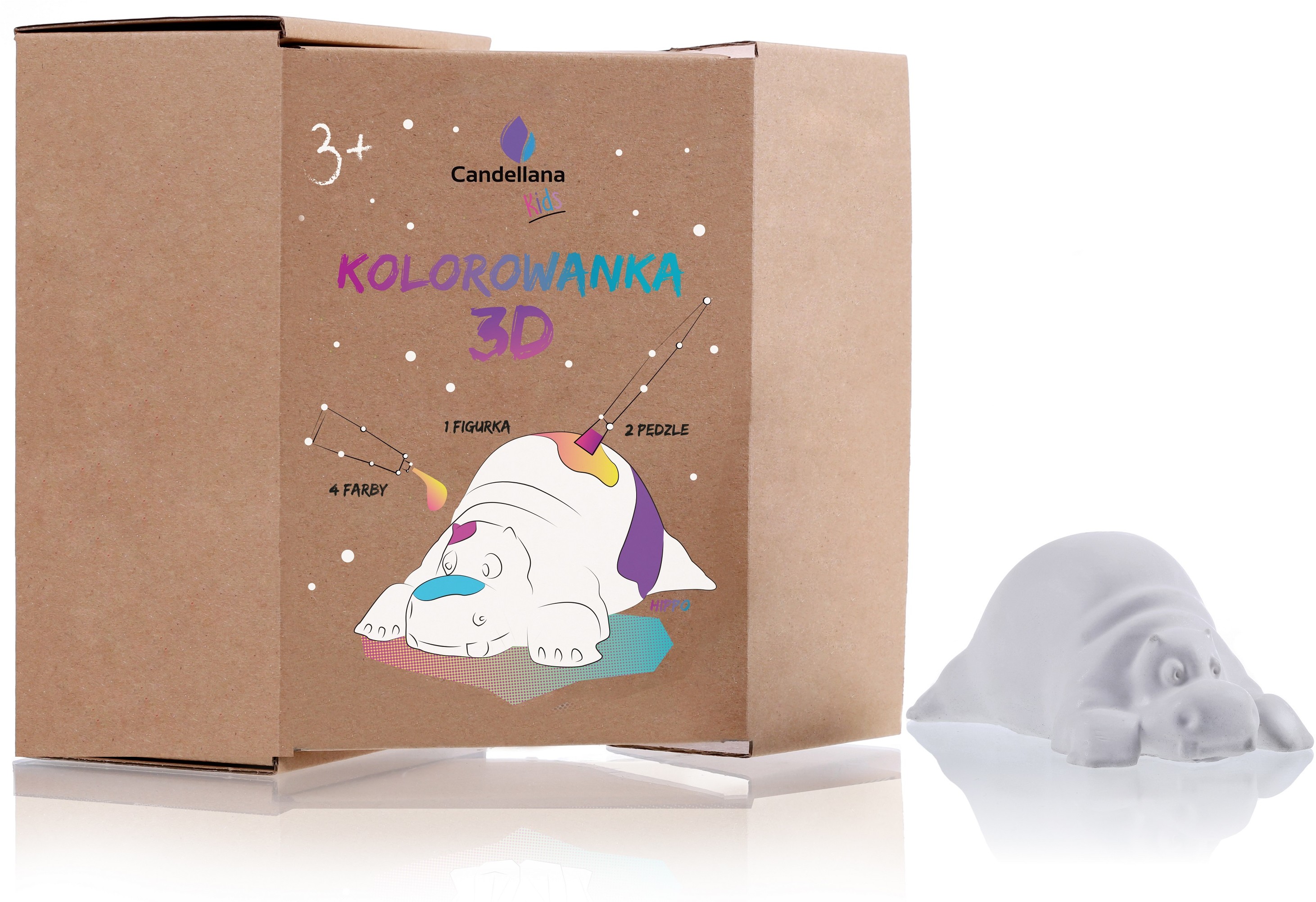 Candellana Kolorowanka 3D Hipopotam