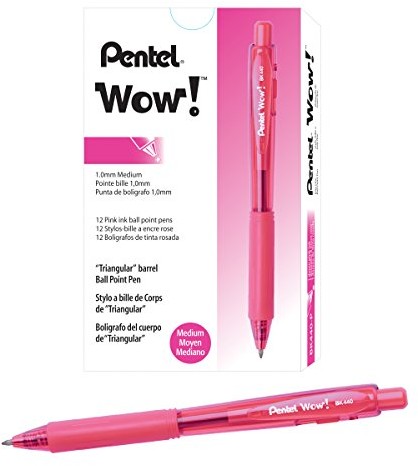 Pentel BK440 długopis ze strefą mechanizm druku i ergonomiczny uchwyt w kształcie trójkąta, opakowanie  szt, różowy BK440-P