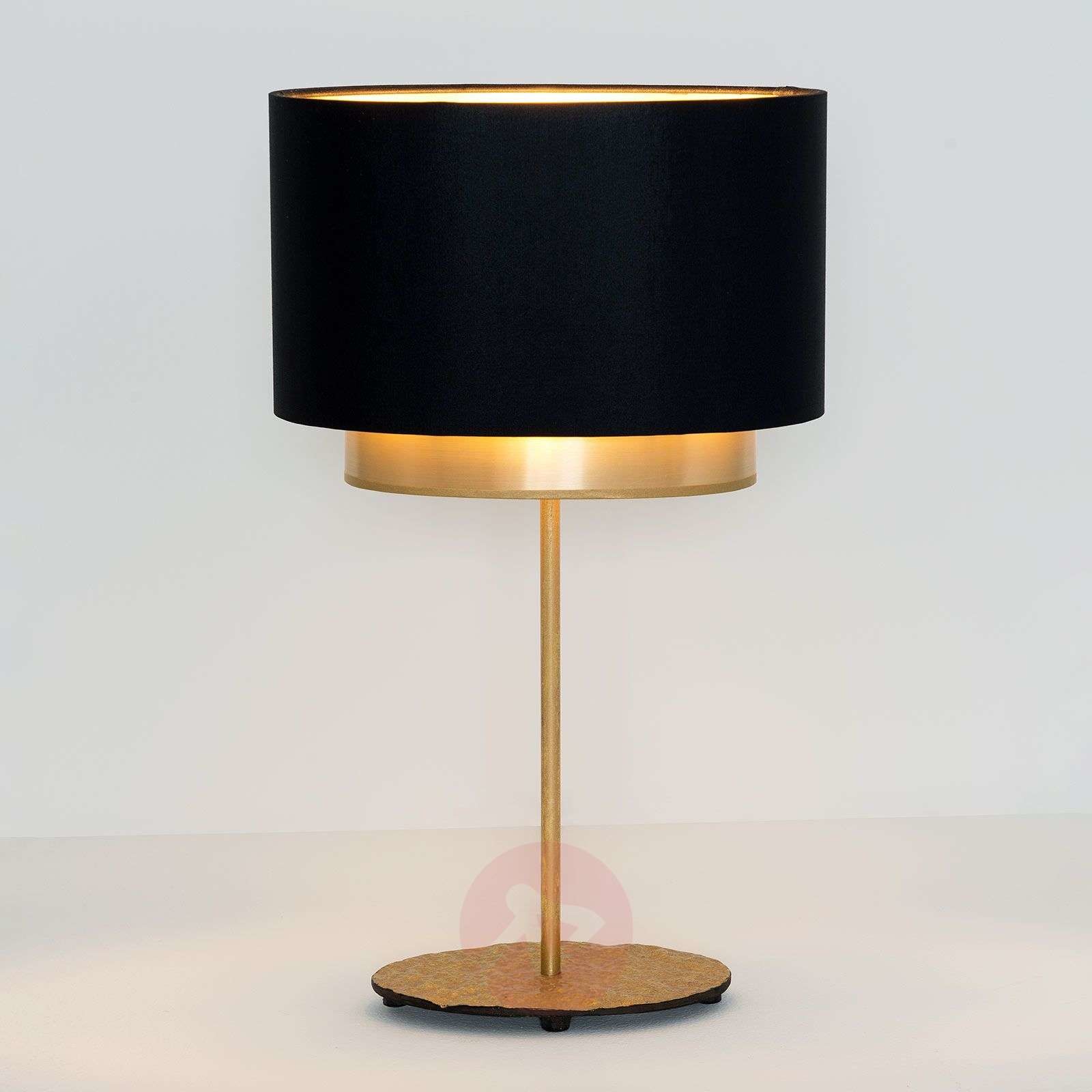 J. Holländer Tischleuchte Mattia, oval, doppelt, schwarz/gold