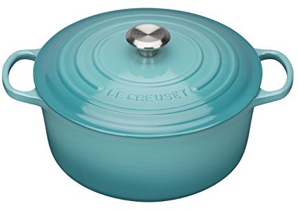 Le Creuset Signature 21177221702430 okrągła, żeliwna gęsiarka o średnicy 22 cm, kolor turkusowy 21177221702430
