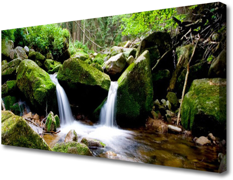 PL Tulup Obraz na Płótnie Wodospad Skały Natura 125x50cm