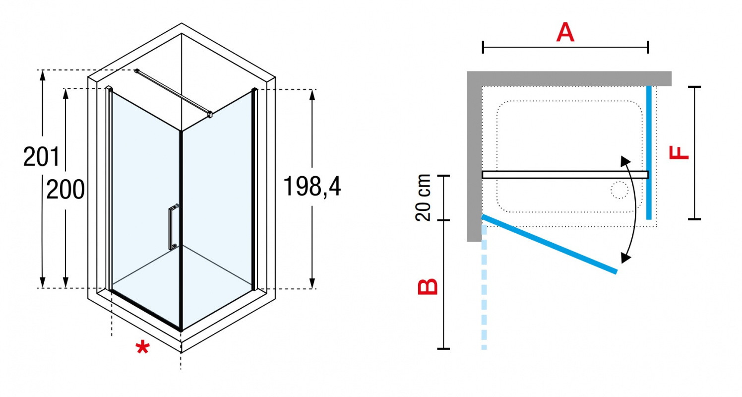 Novellini Young Plus G+F Ścianka stała 76-78x200 cm profile chrom szkło przezroczyste YPLUSFG76-1K