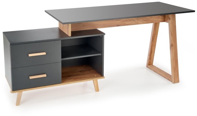 Halmar Biurko z szafką SERGIO XL kolor antracyt / dąb wotan