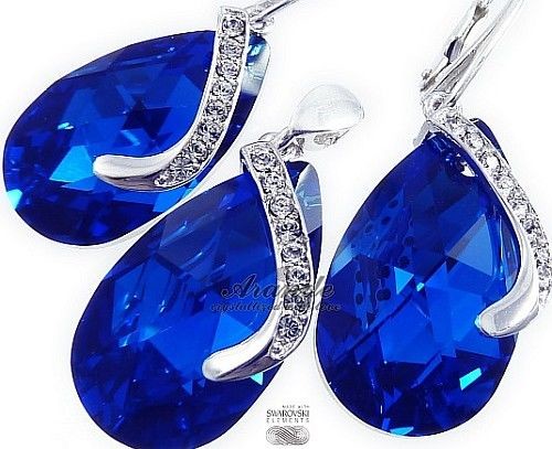 Arande SWAROVSKI UNIKATOWE KOMPLET ŁAŃCUSZEK BLUE COMET SENTI SREBRO 702004