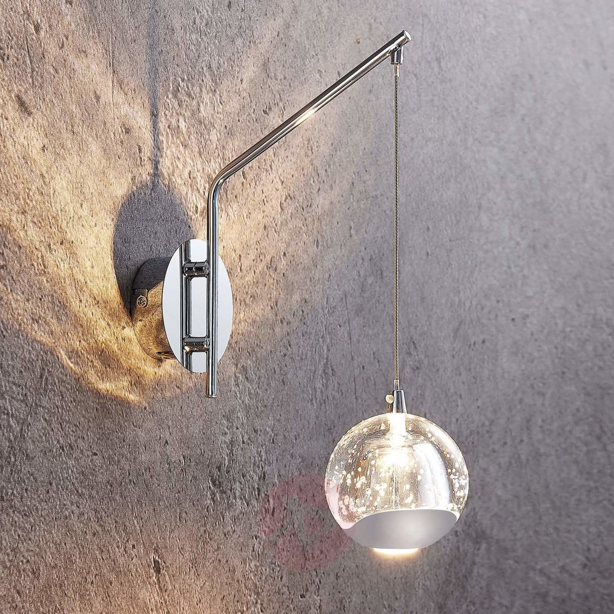 Lampenwelt com Kinkiet LED Hayley z wiszącą kulą, chrom