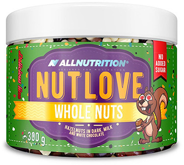 ALLNUTRITION ALLNUTRITION Nutlove Whole Nuts - Hazelnut In Dark, Milk and White Chocolate - 300g Hazelnut In Dark, Milk and White Chocolate