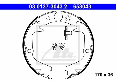ATE Zesatw szczęk hamulcowych, hamulec postojowy 03.0137-3043.2