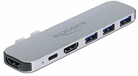 Delock USB C HUB do MacBook, 6 w 1, adapter USB-C, Thunderbolt 3 Mini Dock, 2 x HDMI 4K, 3 x USB 3.0, USB-C PD 60 W, 87753 87753