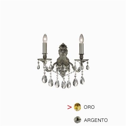 Ideal Lux GIOCONDA AP2 suitable for Indoor Use E14 złoty  Wall Lighting (Surfaced, Living Room, złoty, szkło, metal, IP20, przezroczyste) 060491