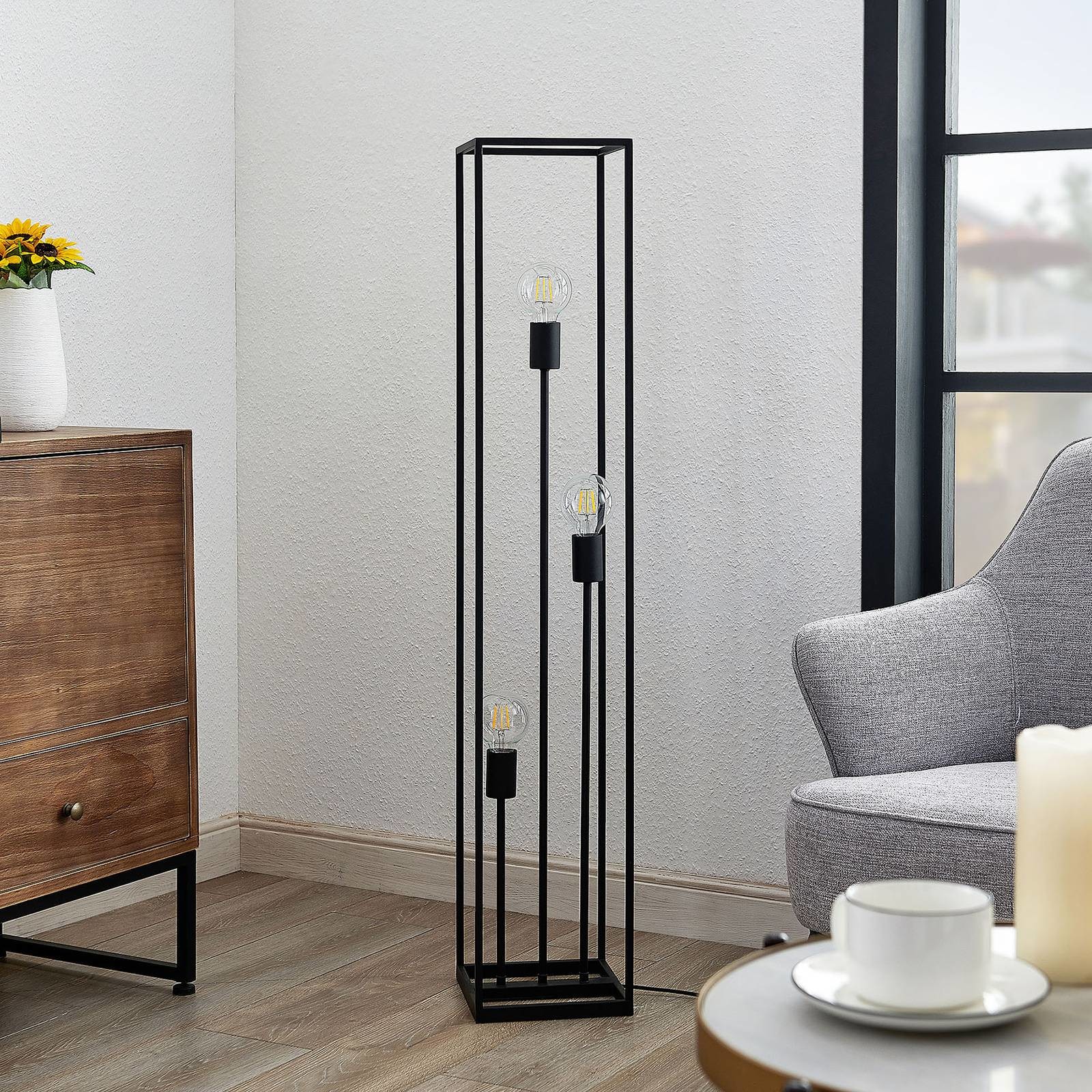 LINDBY Lindby Krisha lampa stojąca z czarnej stali 3-pkt.