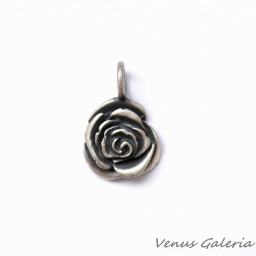 Zawieszka srebrna - Oksydowana róża mała 6