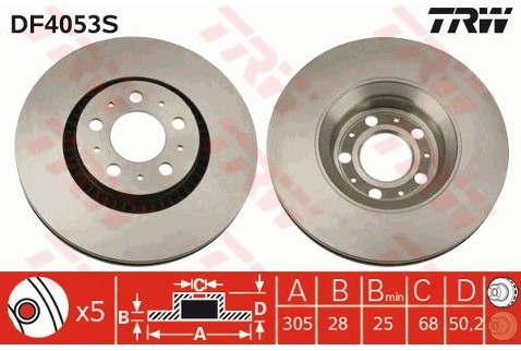 TRW Tarcza hamulcowa DF4053S