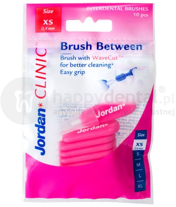 Jordan JORDAN CLINIC Brush Between XS (0,4-2,5mm) RÓŹOWE 10szt. - zestaw specjalistycznych szczoteczek międzyzęnowych