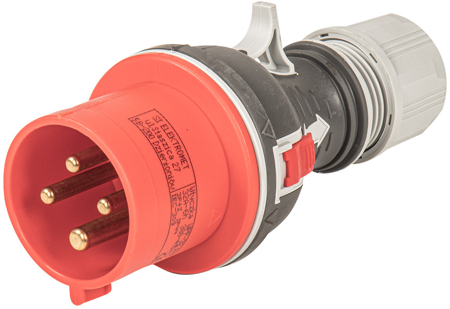 Elektromet Wtyczka przenośna prosta 4P 32A 400V czerwona TWIST WPP 32/4 IP-44 922076