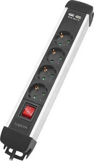 LogiLink Listwa zasilająca 4 gniazda 1.5m USB biało-czarny LPS237U LPS237U