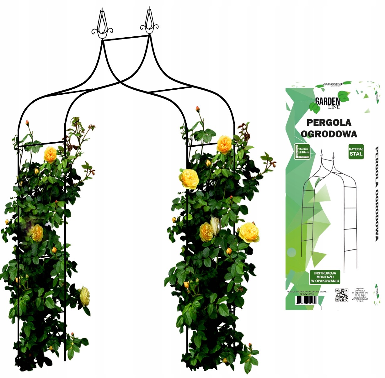 Pergola Ogrodowa Na Róże Kwiaty 240cm Łuk Kotwy