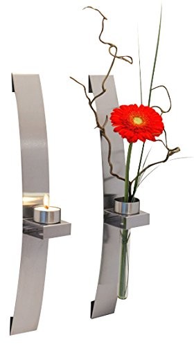 Pajoma 44876 świecznik na ścianę z wazon, metal/szkło, długość 39,5 cm 44876
