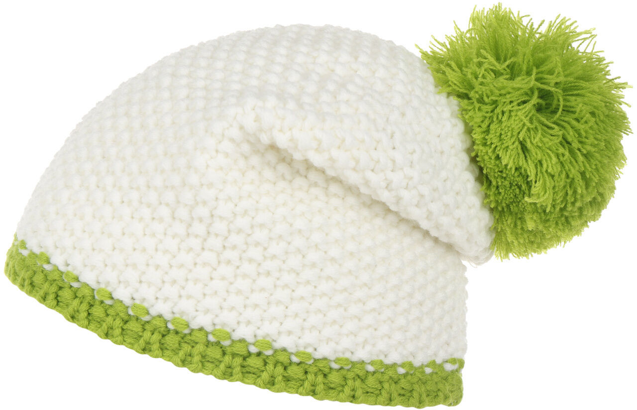 Czapka z Pomponem Twotone, biało-zielony, One Size