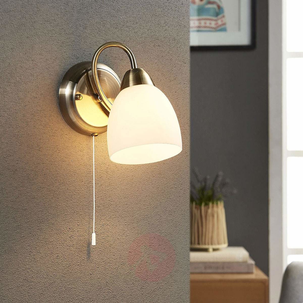 Lampenwelt Lampa ścienna Mael z przełącznikiem pociągowym