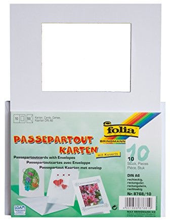 Bringmann Folia 8768/10  karty passe-partout, prostokątna wycięcia, 10 sztuki, biały 8768/10