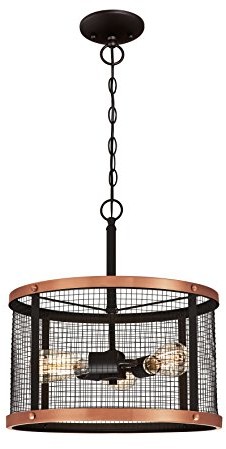 Westinghouse Lighting dreiflammige lampa wisząca, wersja verwas podkreślony kratka miedzi części i ekran, szkło, 1 W, olejowana z brązu, 42 x 42 x 143 cm 6332740