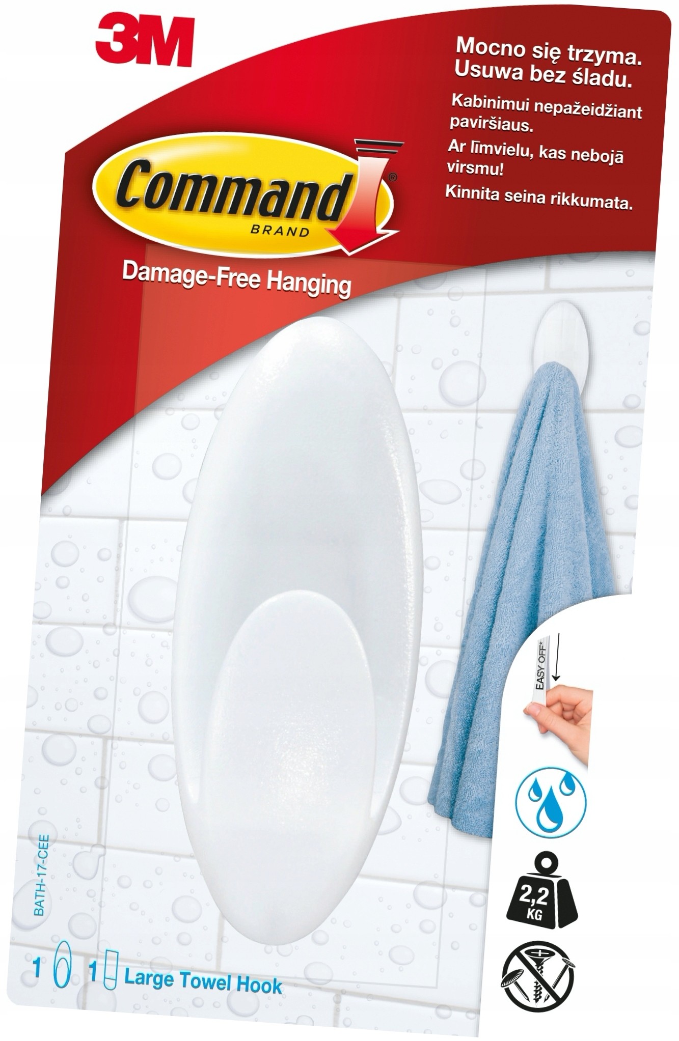 3M Command Hak Łazienkowy Duży 2,2 Kg BATH-17