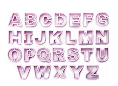 Ibili 794800 Alphabet zestaw 26 formy do wycinania ciasta tworzywo sztuczne Rosa 13 x 11 x 11 cm 794800