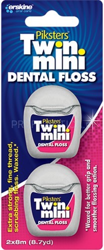 PIKSTERS PIKSTER Twin Mini Dental Floss nić dentystyczna mini dwupak 2x8m 2x8m