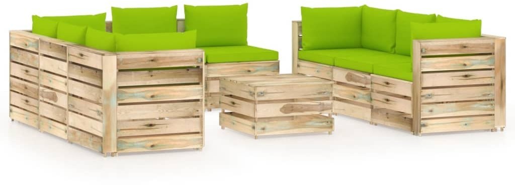 vidaXL 9-cz. zestaw wypoczynkowy do ogrodu, z poduszkami, drewniany 3074746