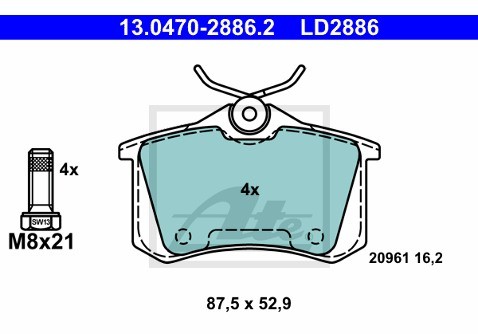 ATE Klocki hamulcowe - komplet 13.0470-2886.2