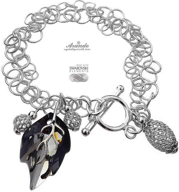 Swarovski Arande ozdobna bransoletka NIGHT LEAF SREBRO 4248587608