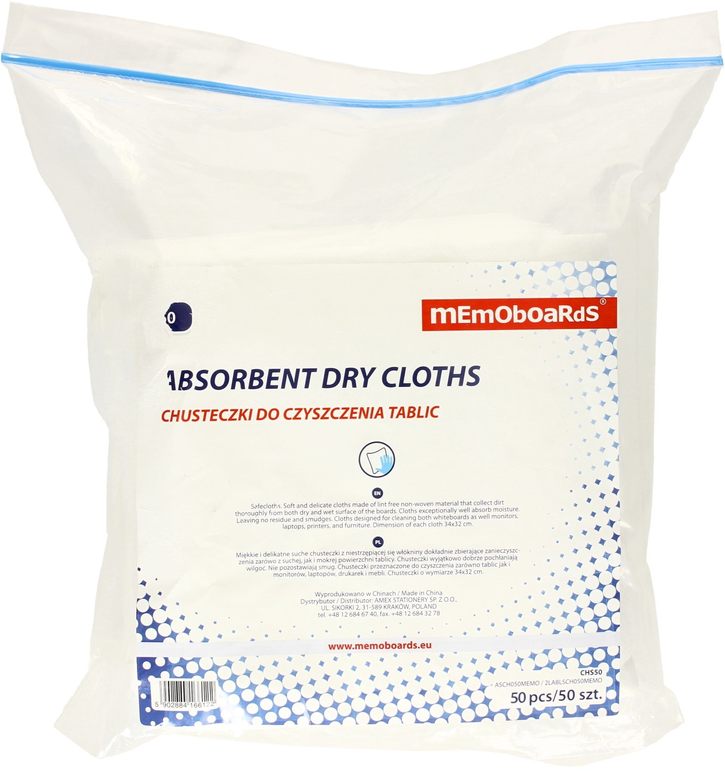 MEMOBOARDS Chusteczki suche do tablic (50) Memoboards CHS50
