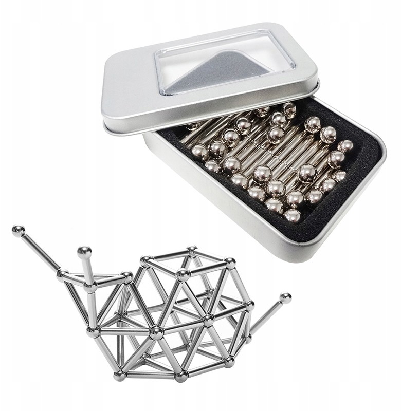 Klocki Magnetyczne Kulki 8mm Silver 63 elementy