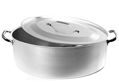 Pentole Agnelli pentole agnelli garnek owalne z pokrywką, wykonany z aluminium, z 2 uchwytami ze stali nierdzewnej, srebrny ALMA12632