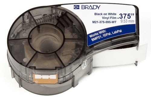 Brady M21  375  595-WT-BK, winyl, czarny na białym, 9,53 MM X 6,4 m, trwale, bez końca (142800) M21-375-595-WT