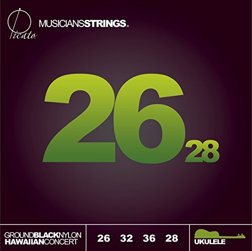 Picato Picato 99129 26-28 ziemia czarna nylonowa końcówka krawata hawajska ukulele, zestaw 4 sztuk 99129