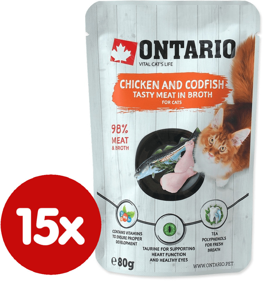 Ontario mokra karma dla kota Chicken and Codfish in Broth 15x80 g