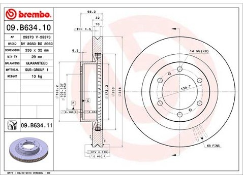 BREMBO Tarcza hamulcowa 09.B634.11